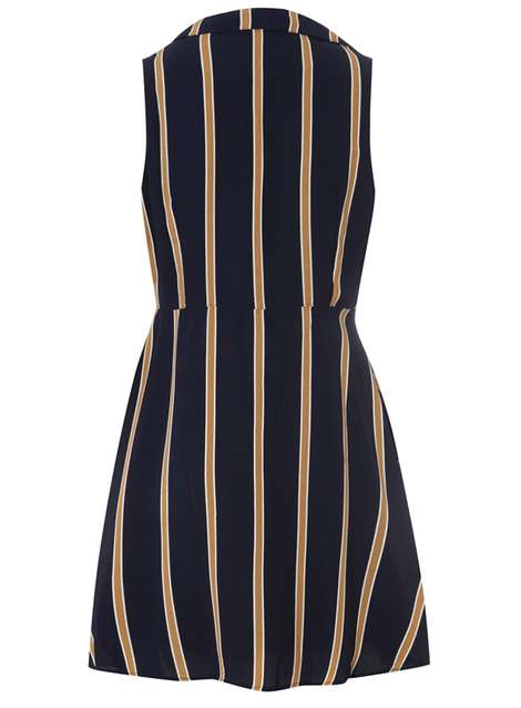 **Mela Navy Striped Shirt Dress